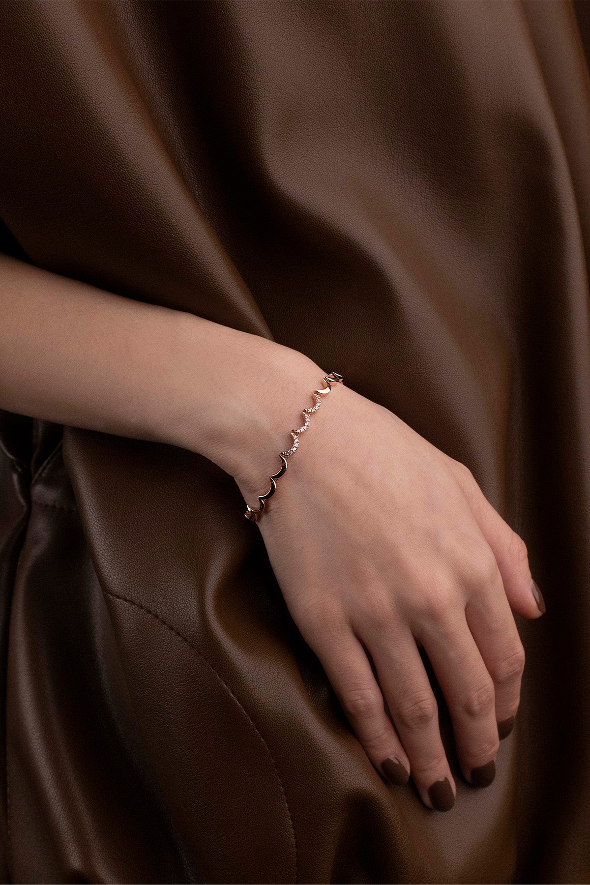 APM Monaco Wavy Rose Gold Bracelet in Rose Gold