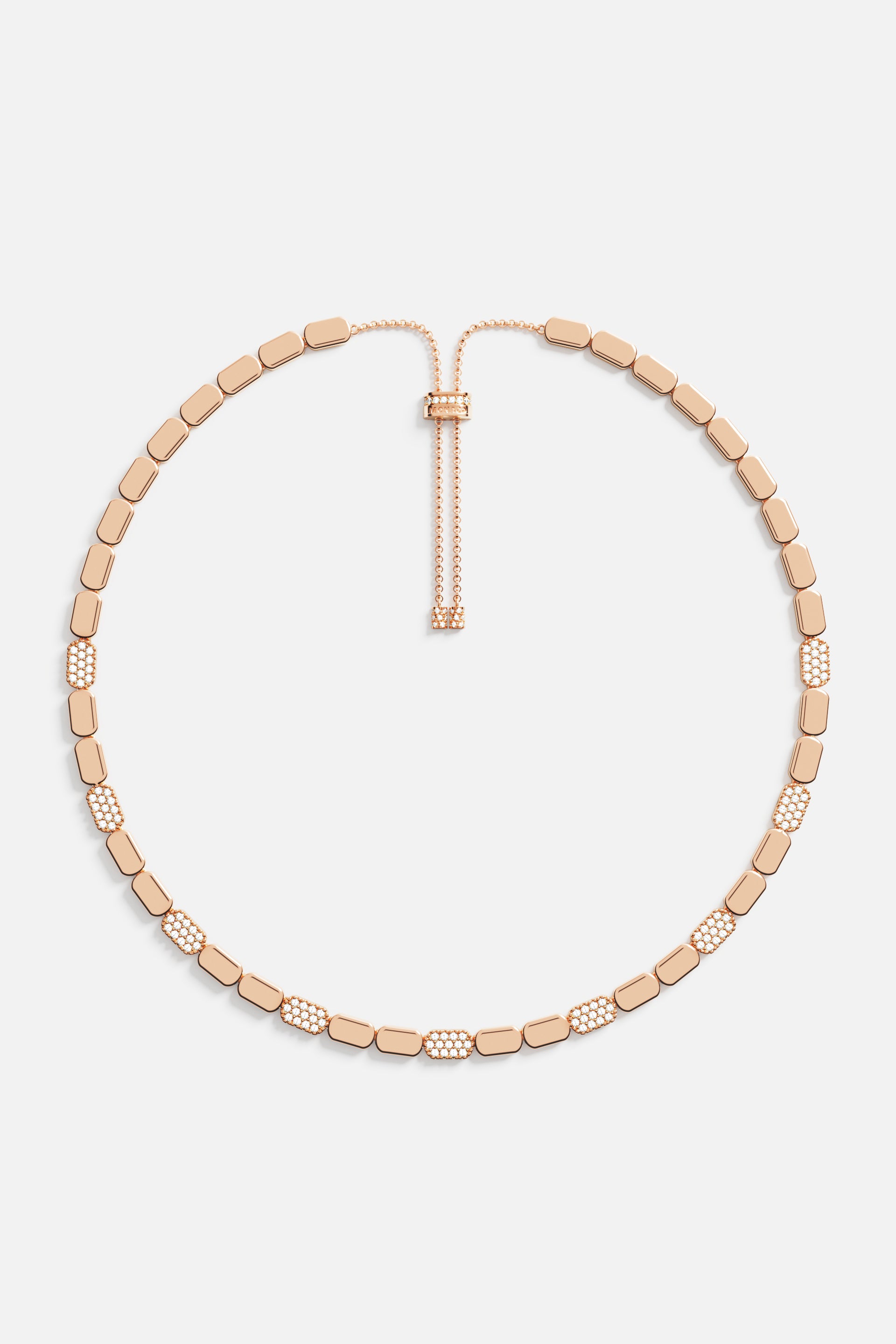 Collier Ajustable Or Rose Pavé