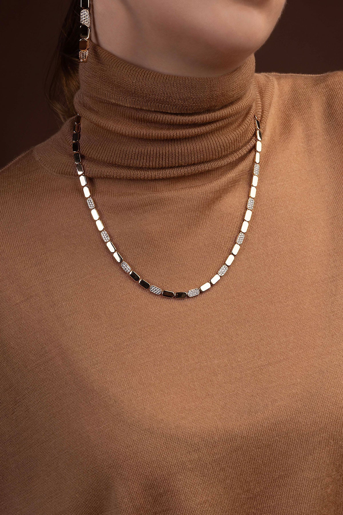 Collier Ajustable Or jaune Pavé