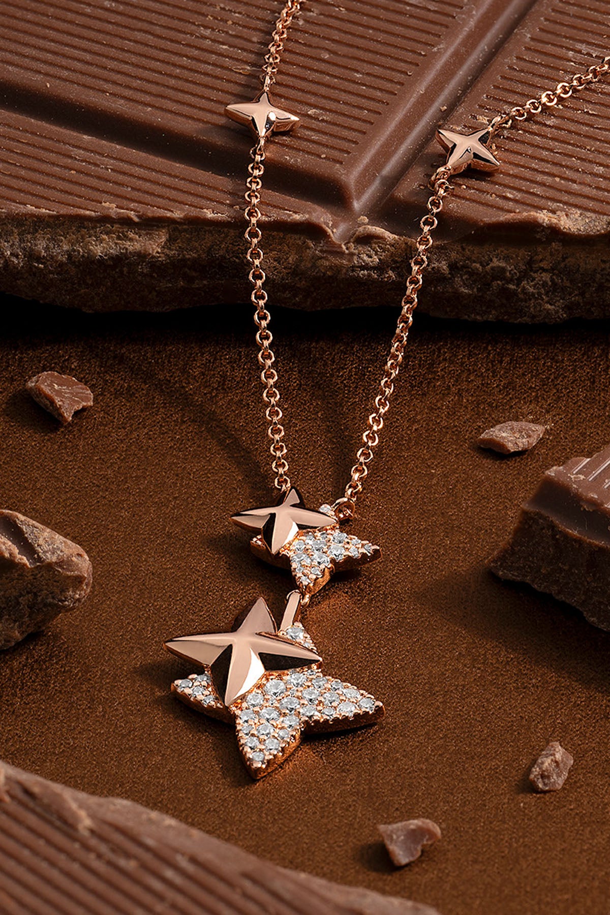 APM Monaco Double Météorites Rose Gold Adjustable Necklace in Rose Gold