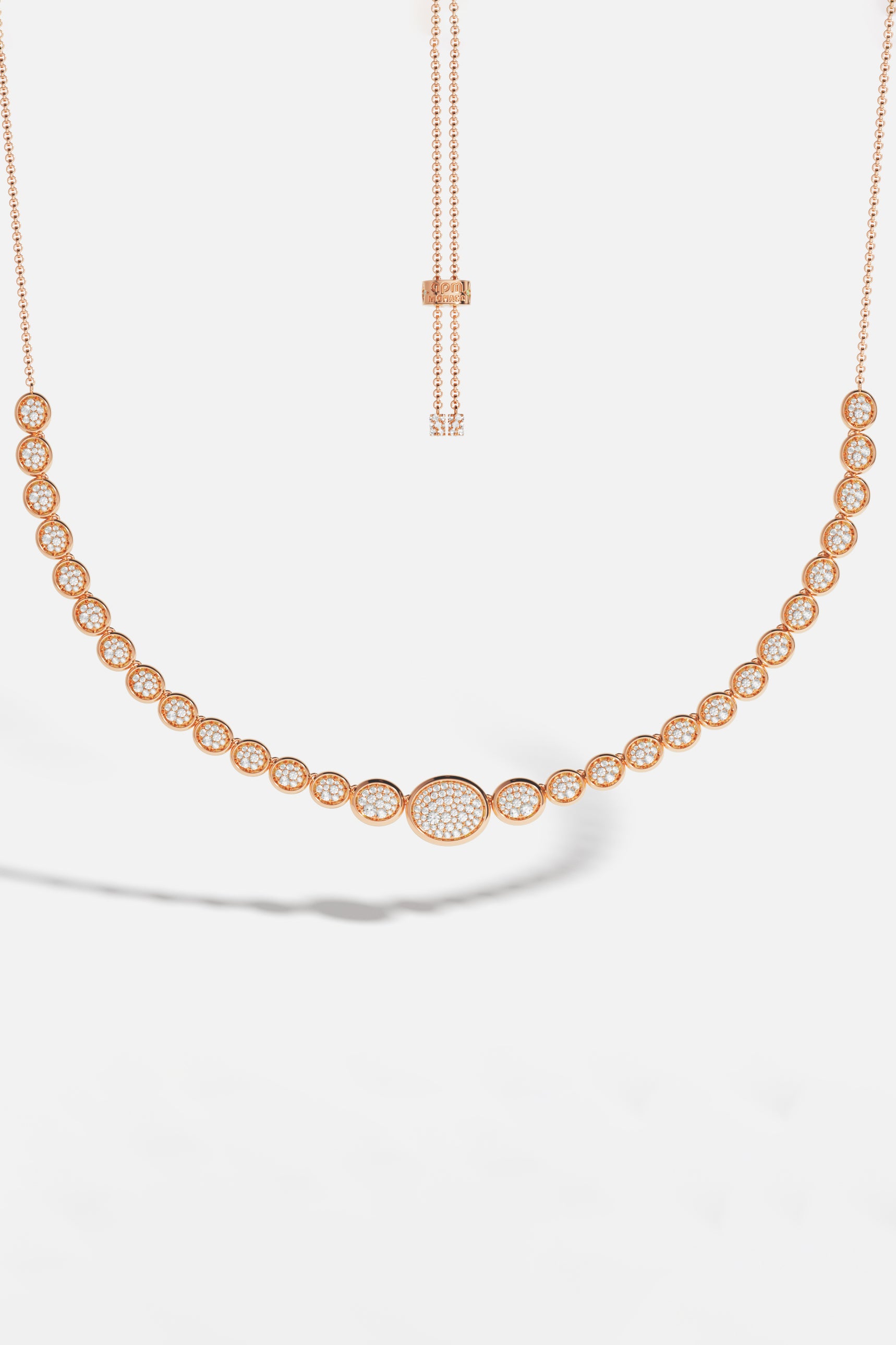 Oval Rose Gold Pavé Adjustable Necklace