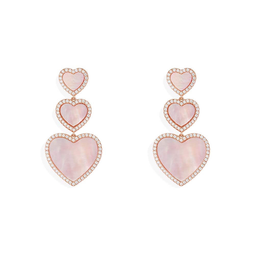 Pink Nacre Heart Earrings - APM Monaco
