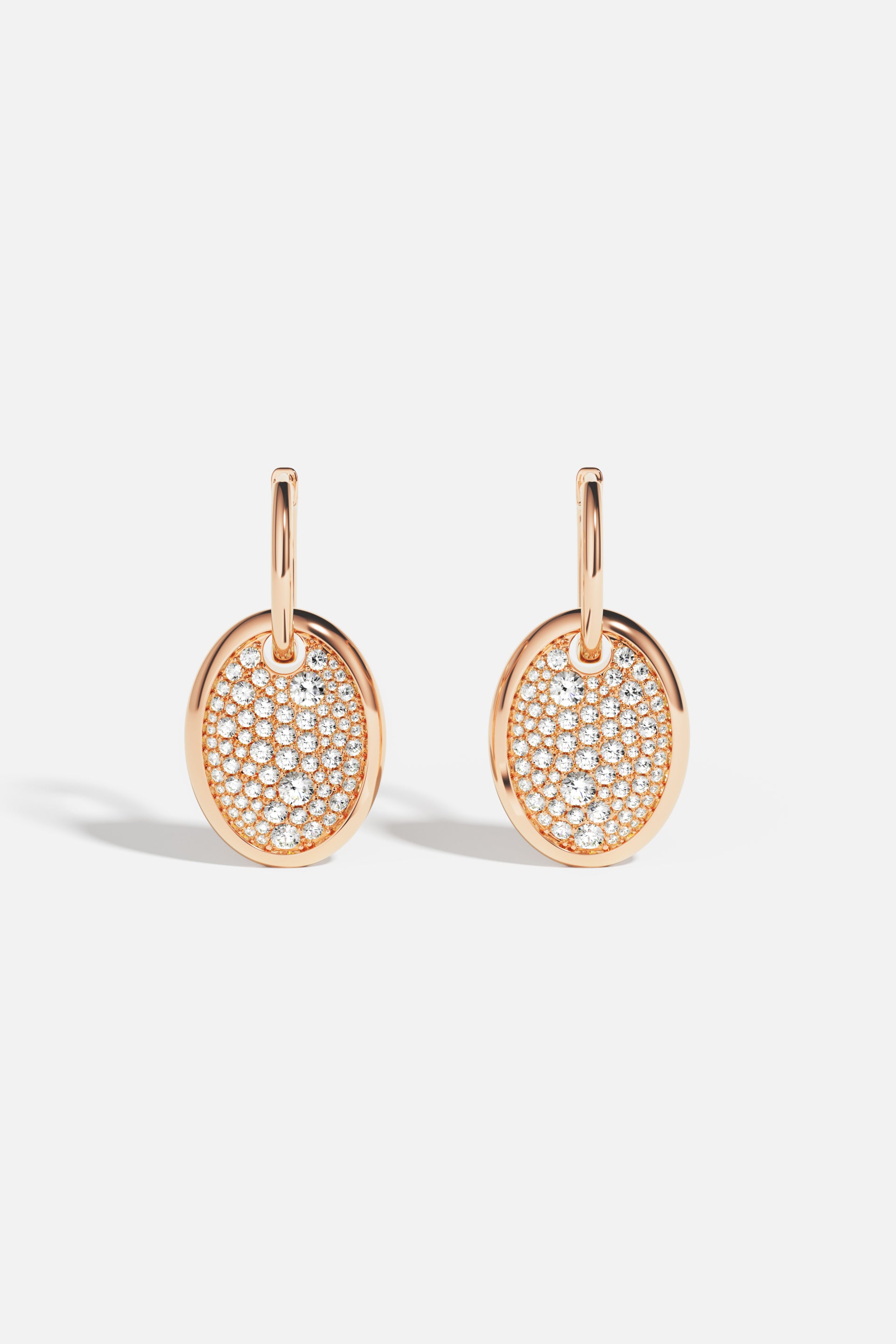 Pendientes Aro Oval Pavé Oro Rosa