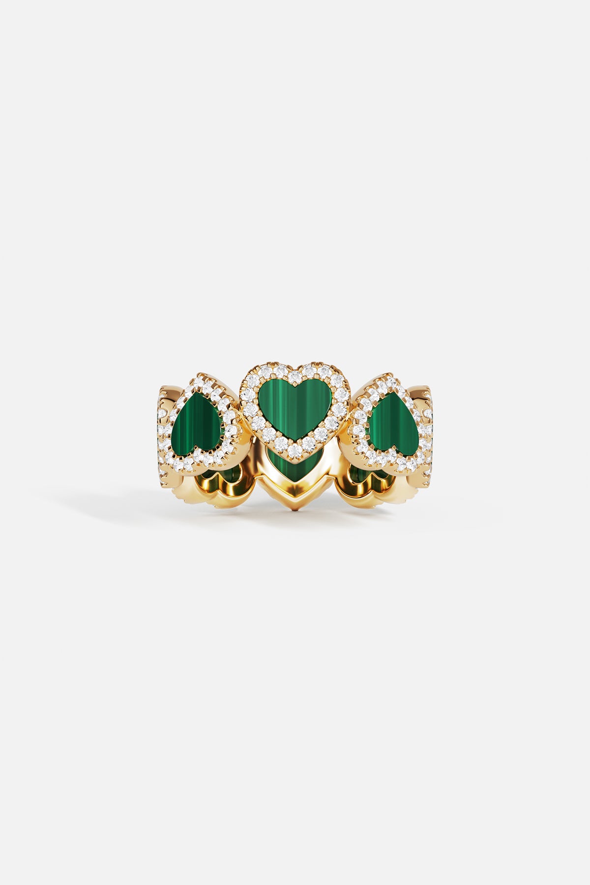 Anello cuore in malachite