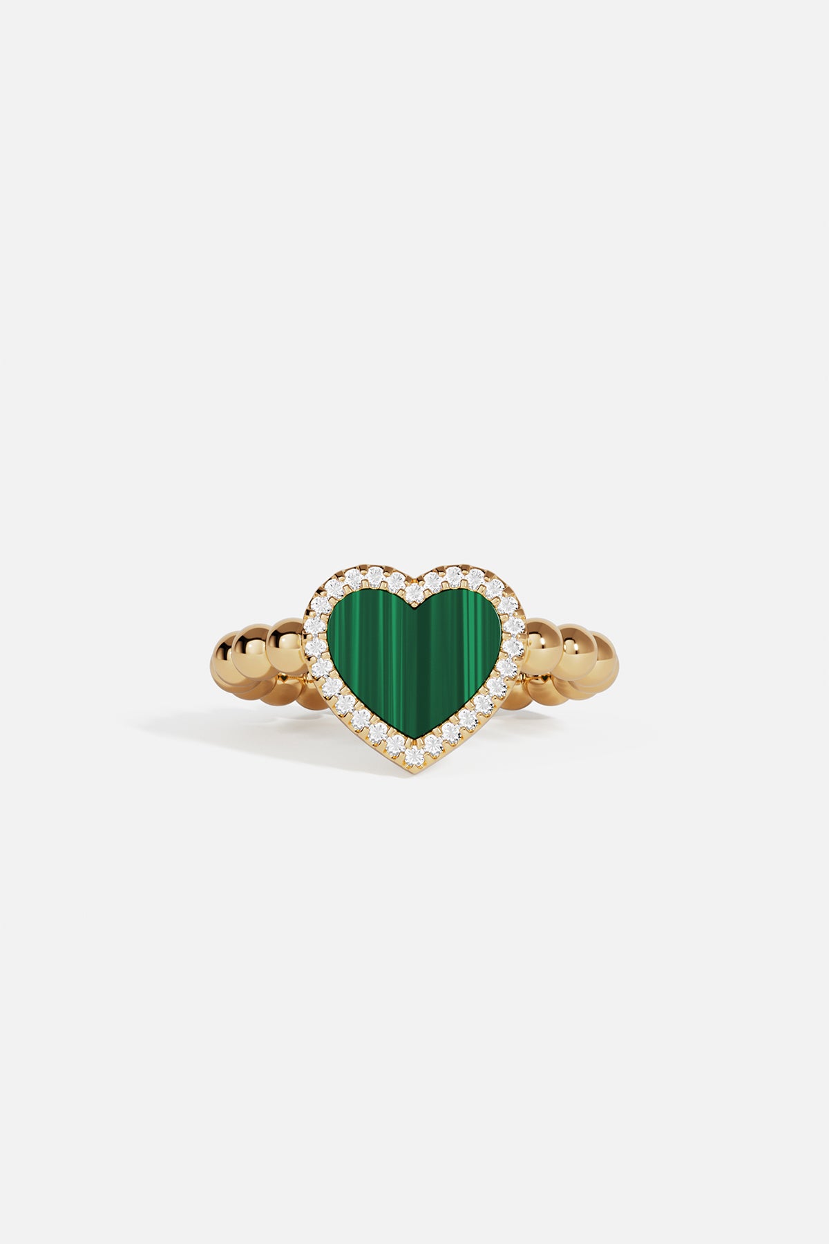 Anello con cuore in malachite