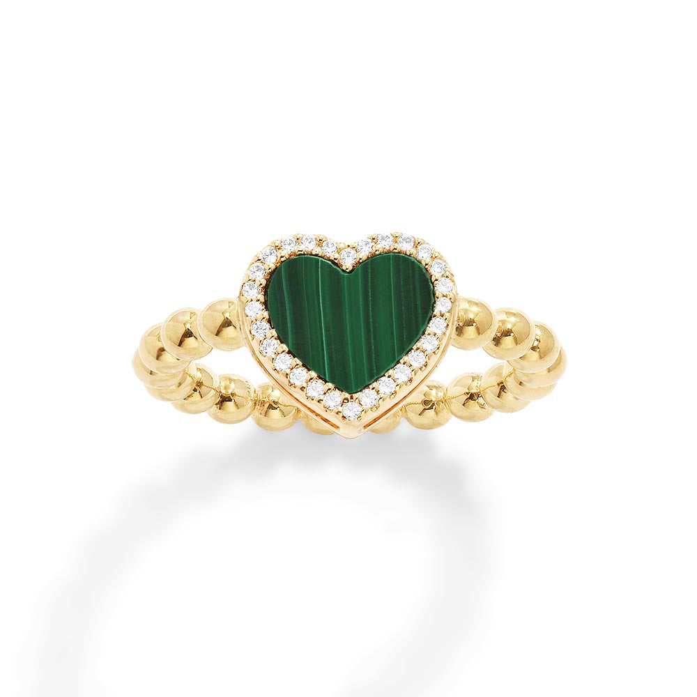 Malachite Heart Ring with Beads - APM Monaco