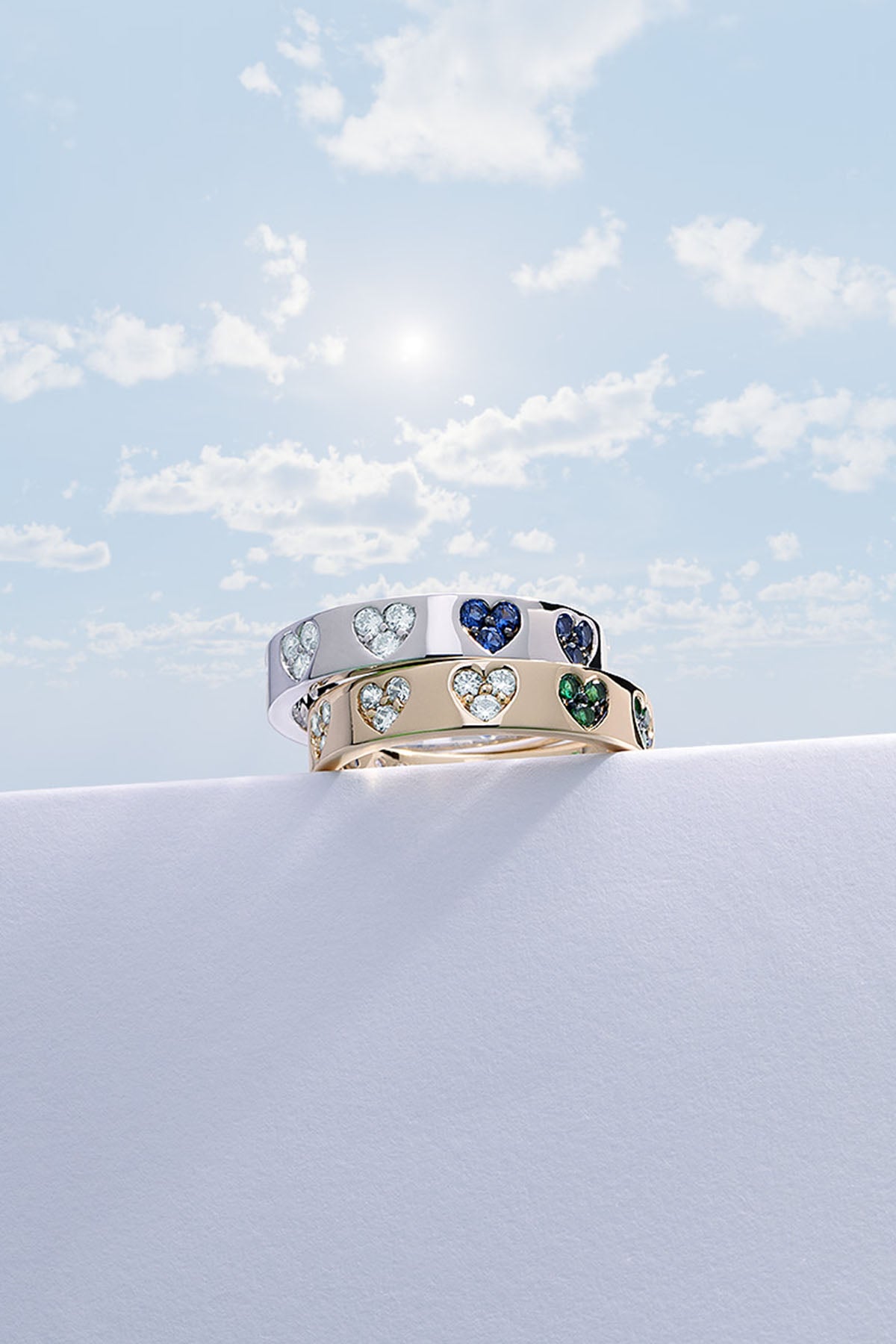 APM Monaco Green And White Heart Ring