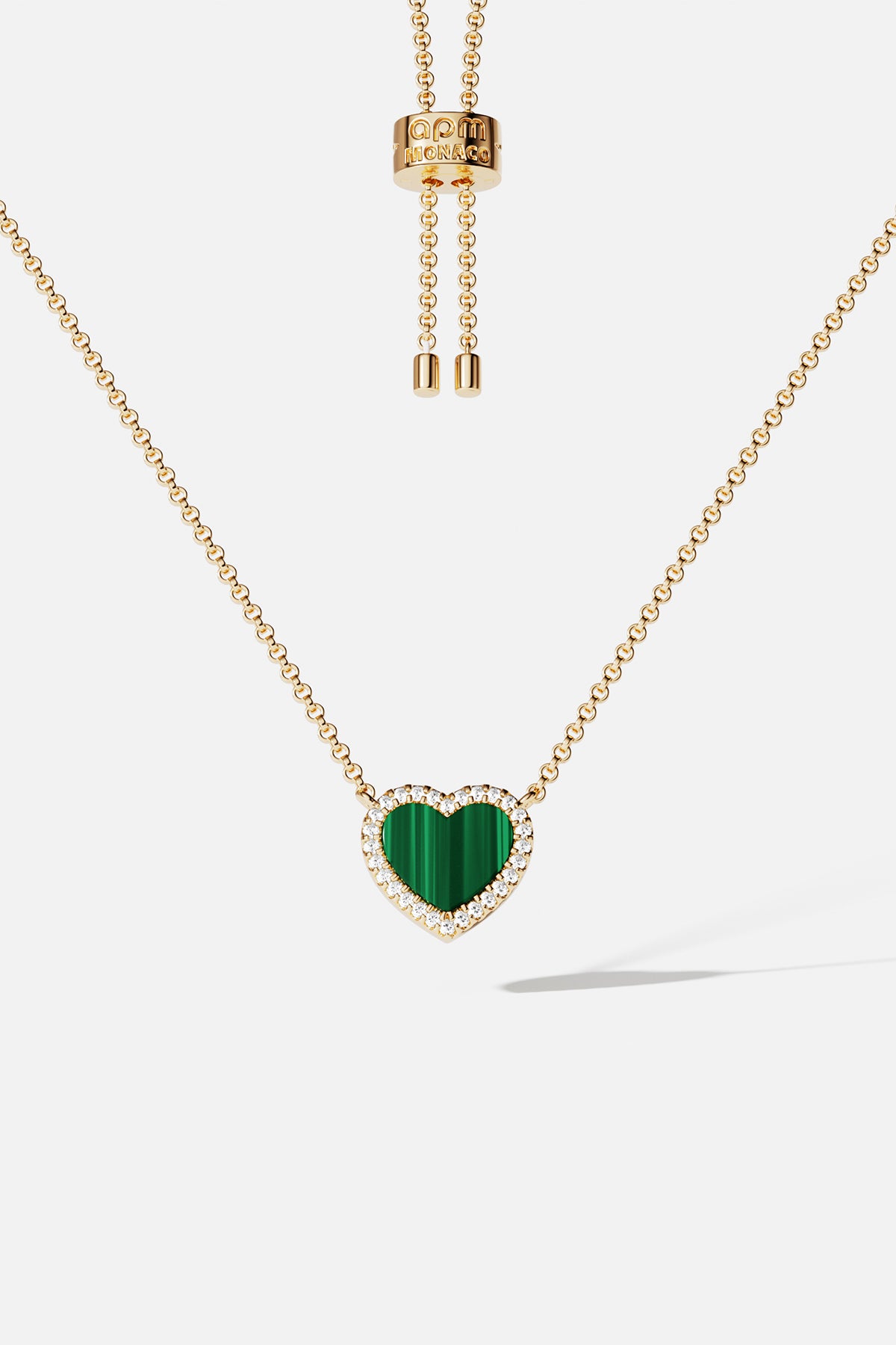 Mini Malachite Heart Adjustable Necklace