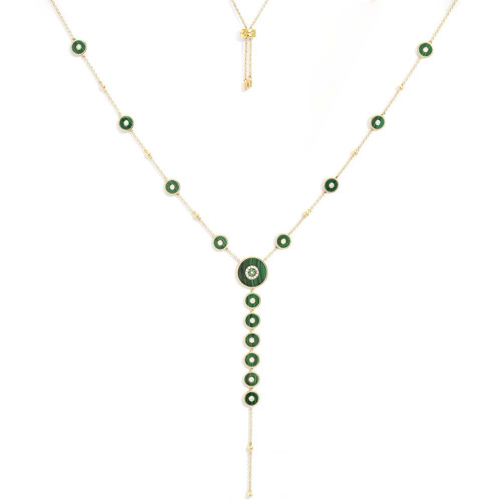 Malachite Y-Drop Adjustable Necklace - APM Monaco