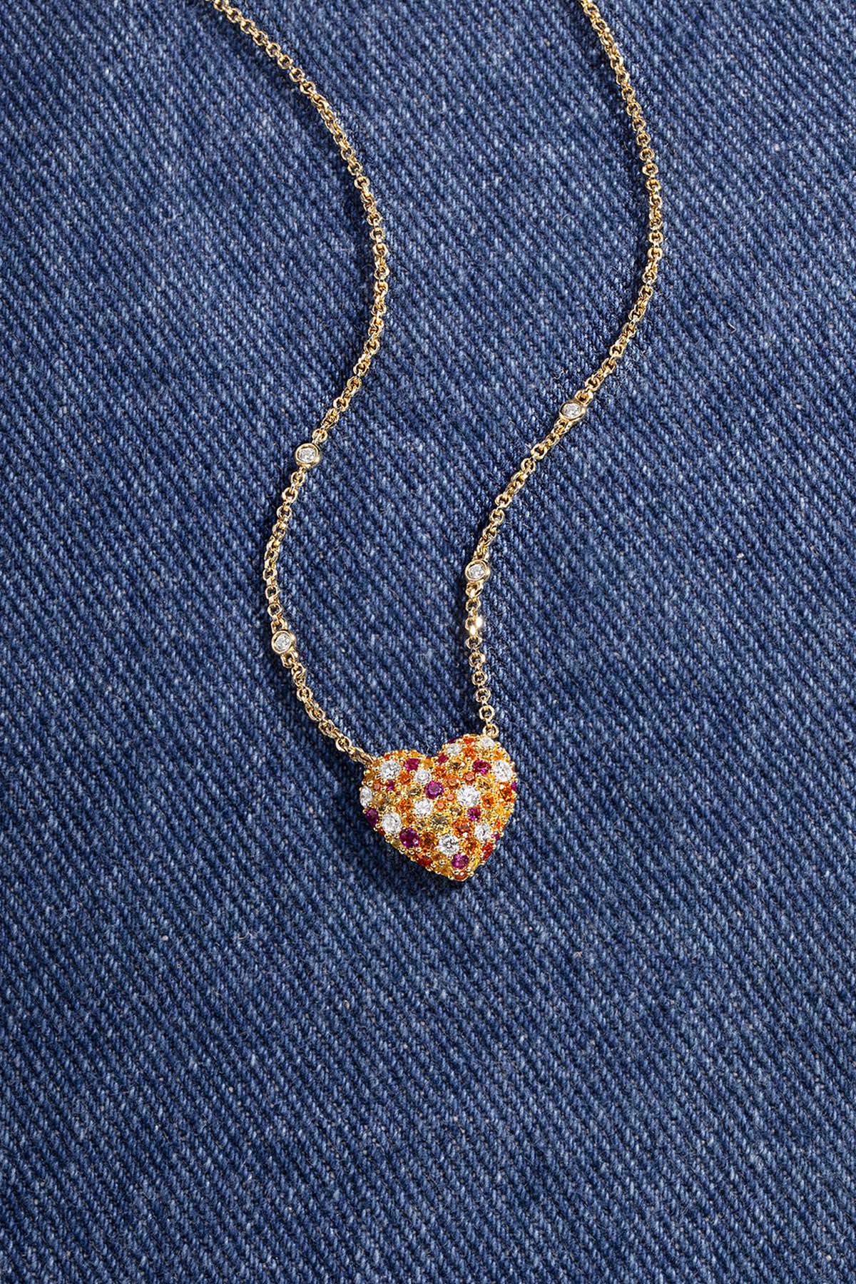 Small Multicolor Heart Adjustable Necklace - APM Monaco