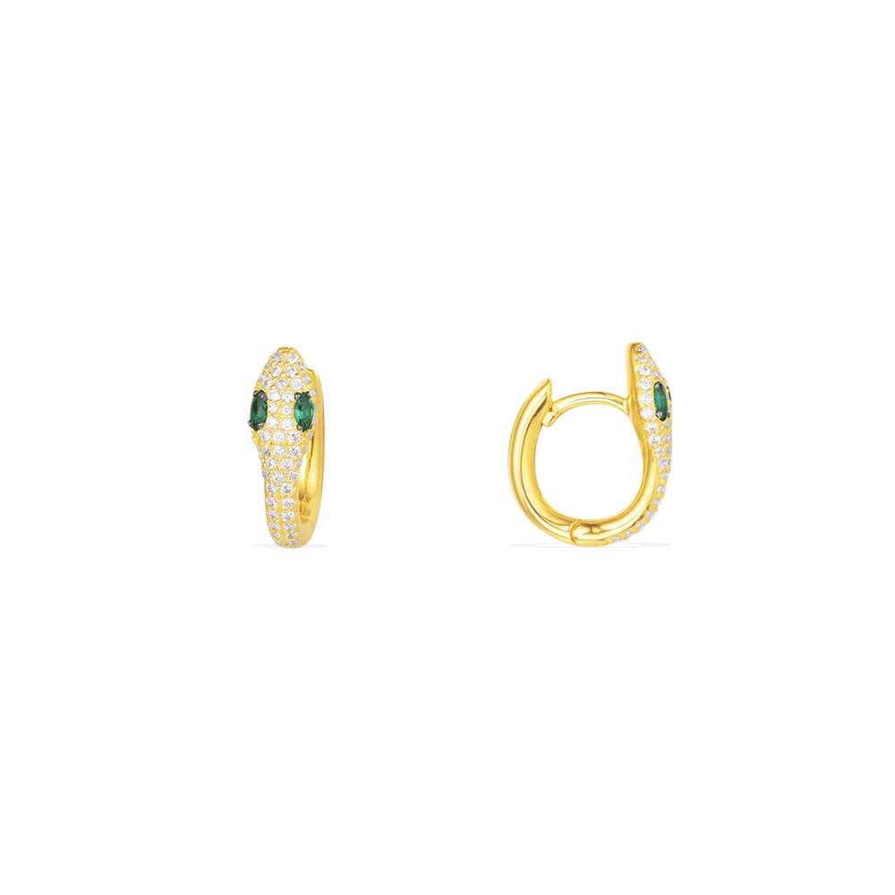 Serpent Huggie Earrings with Green Stones - APM Monaco