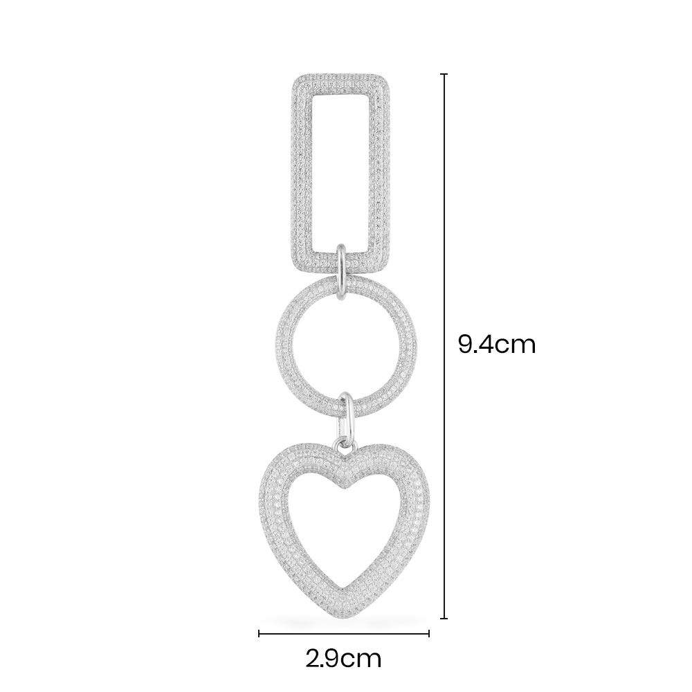 Rectangle Circle and Heart Drop Earring - APM Monaco