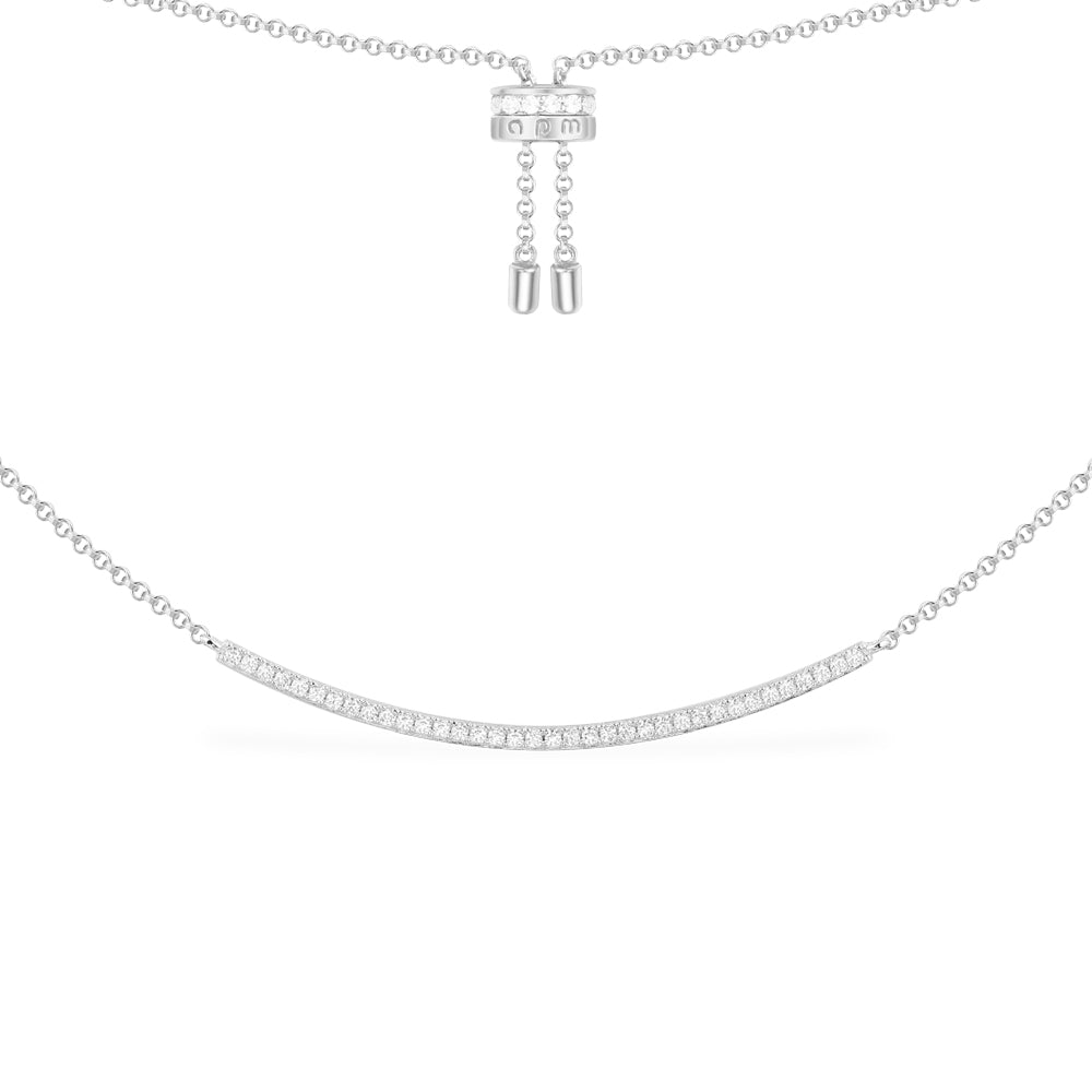Adjustable Necklace with Paved Arched Pendant - APM Monaco