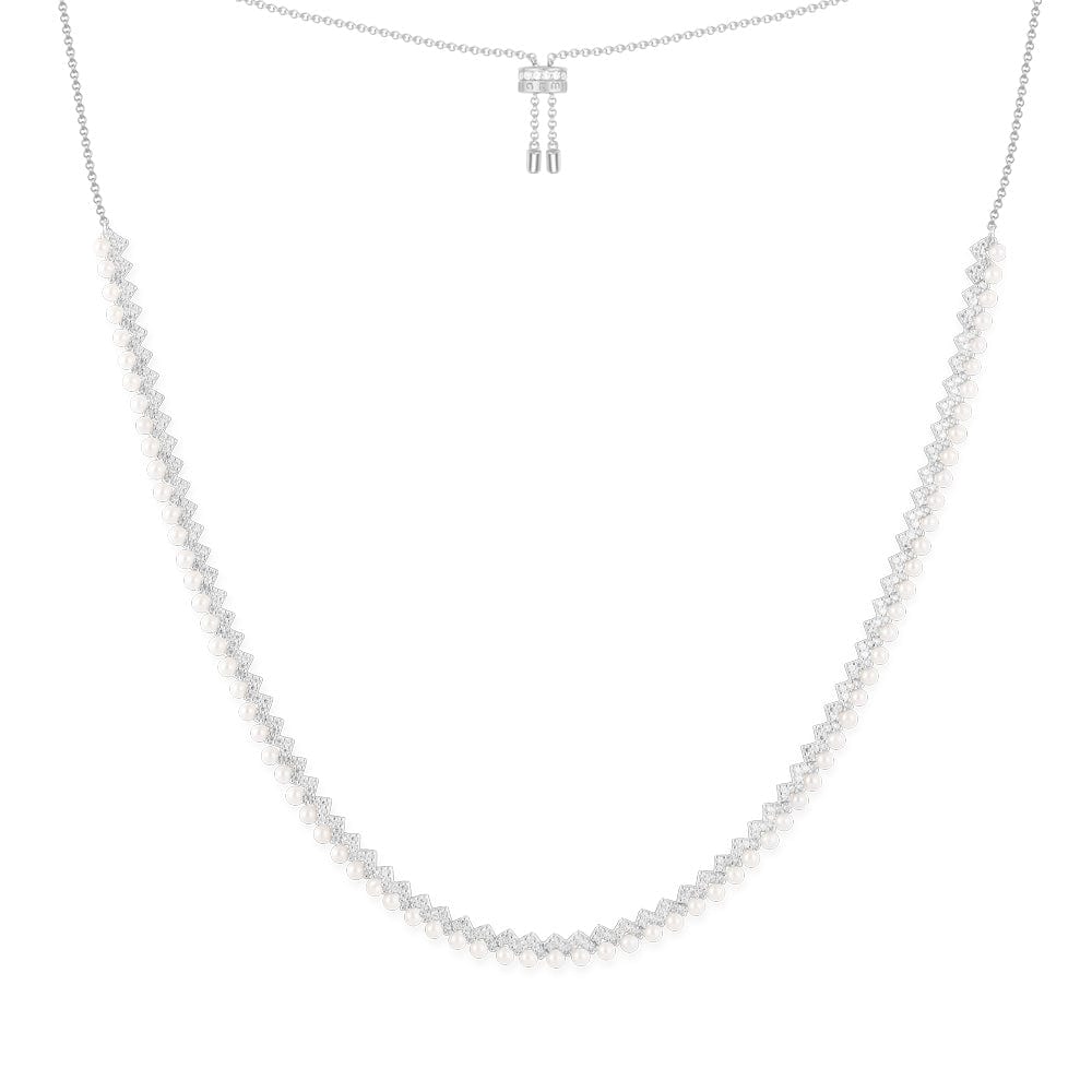 Up and Down Adjustable Necklace with Pearls - APM Monaco