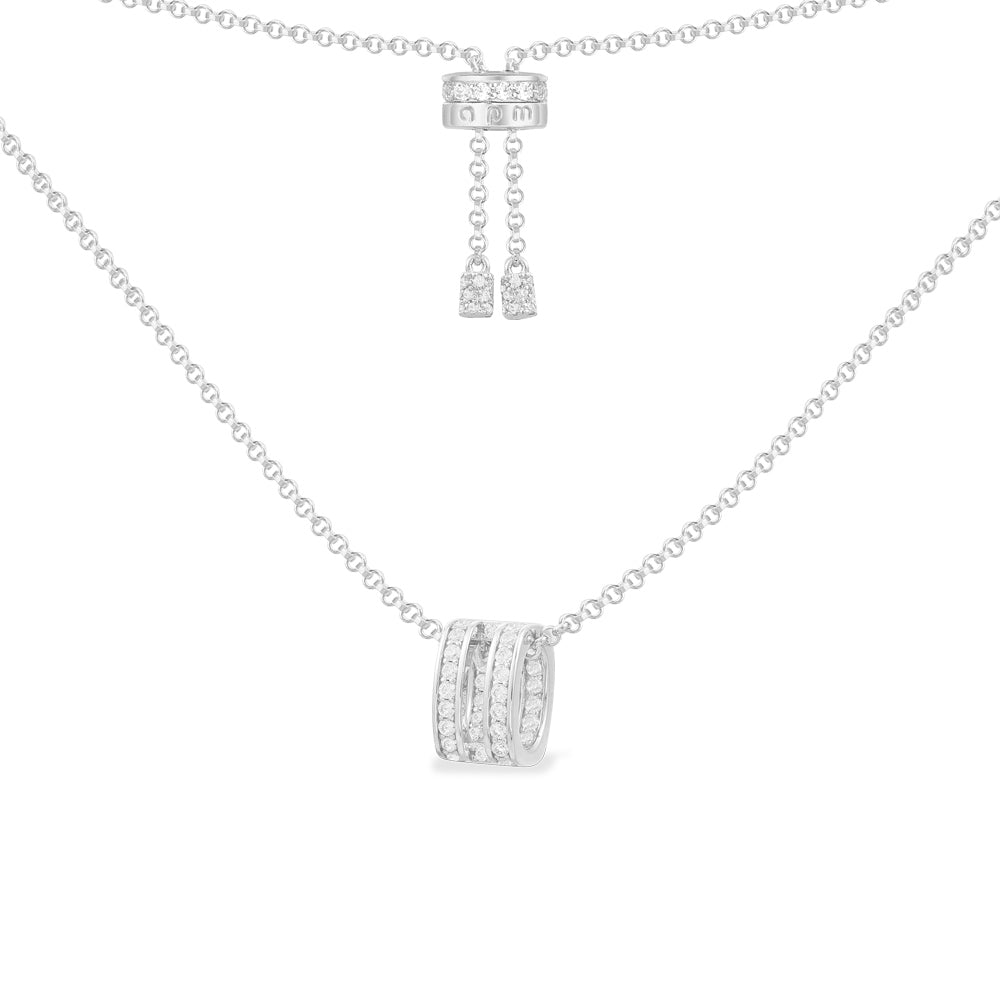 Adjustable Necklace with Double Line Ring Pendant - APM Monaco