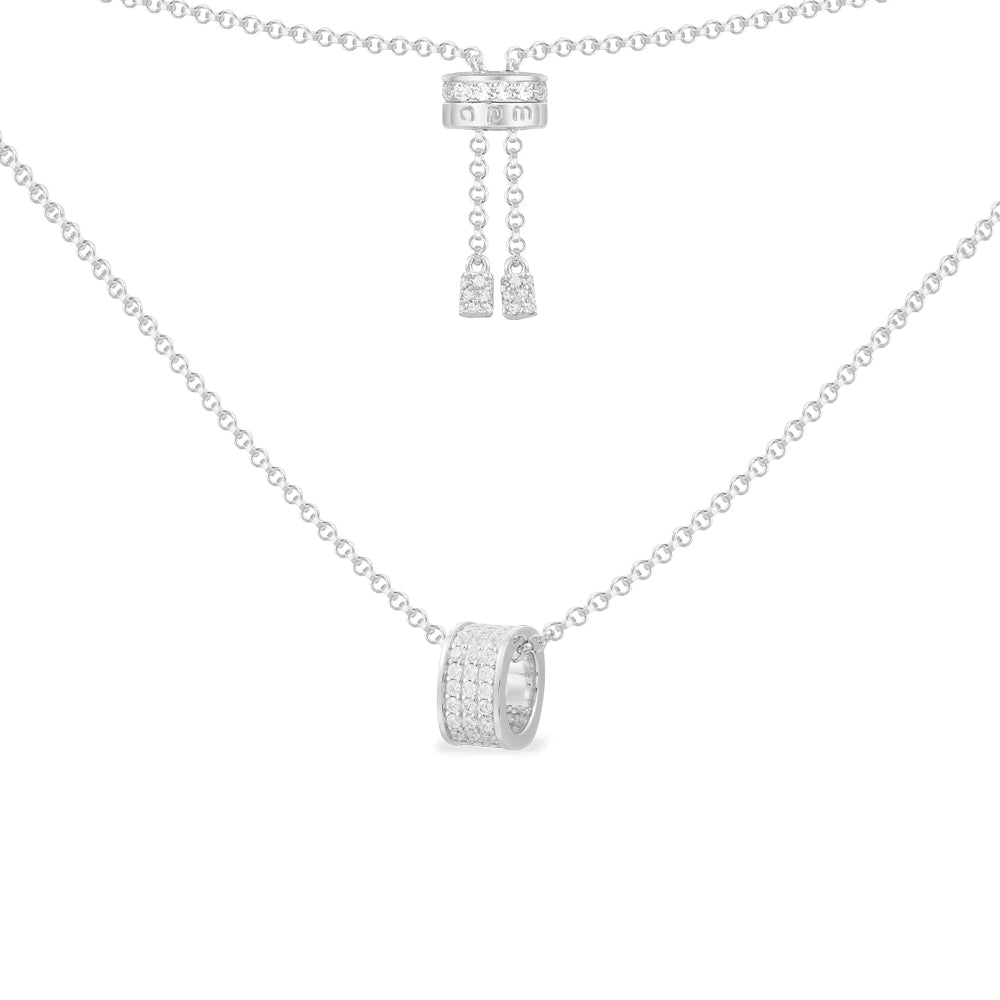 Adjustable Necklace with Pavé Ring Pendant - APM Monaco