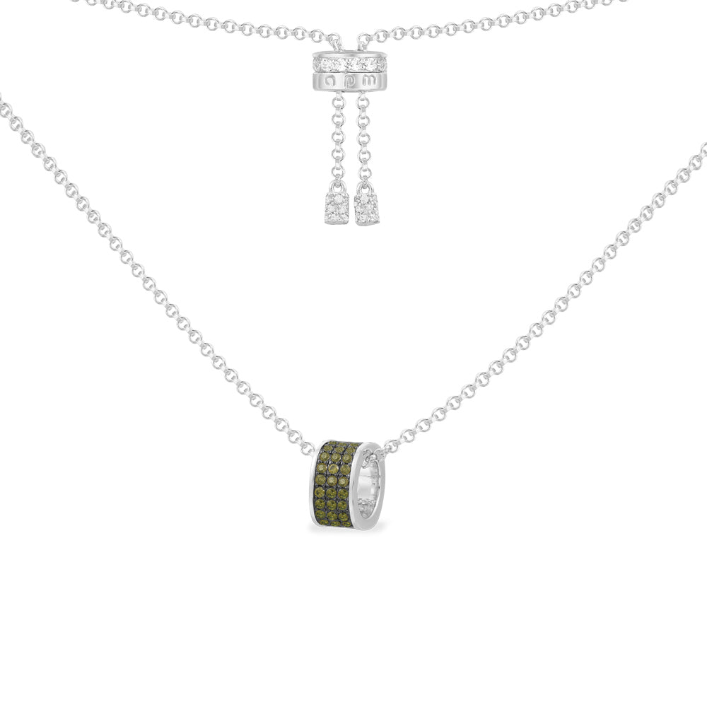Adjustable Necklace with Khaki Ring Pendant - APM Monaco