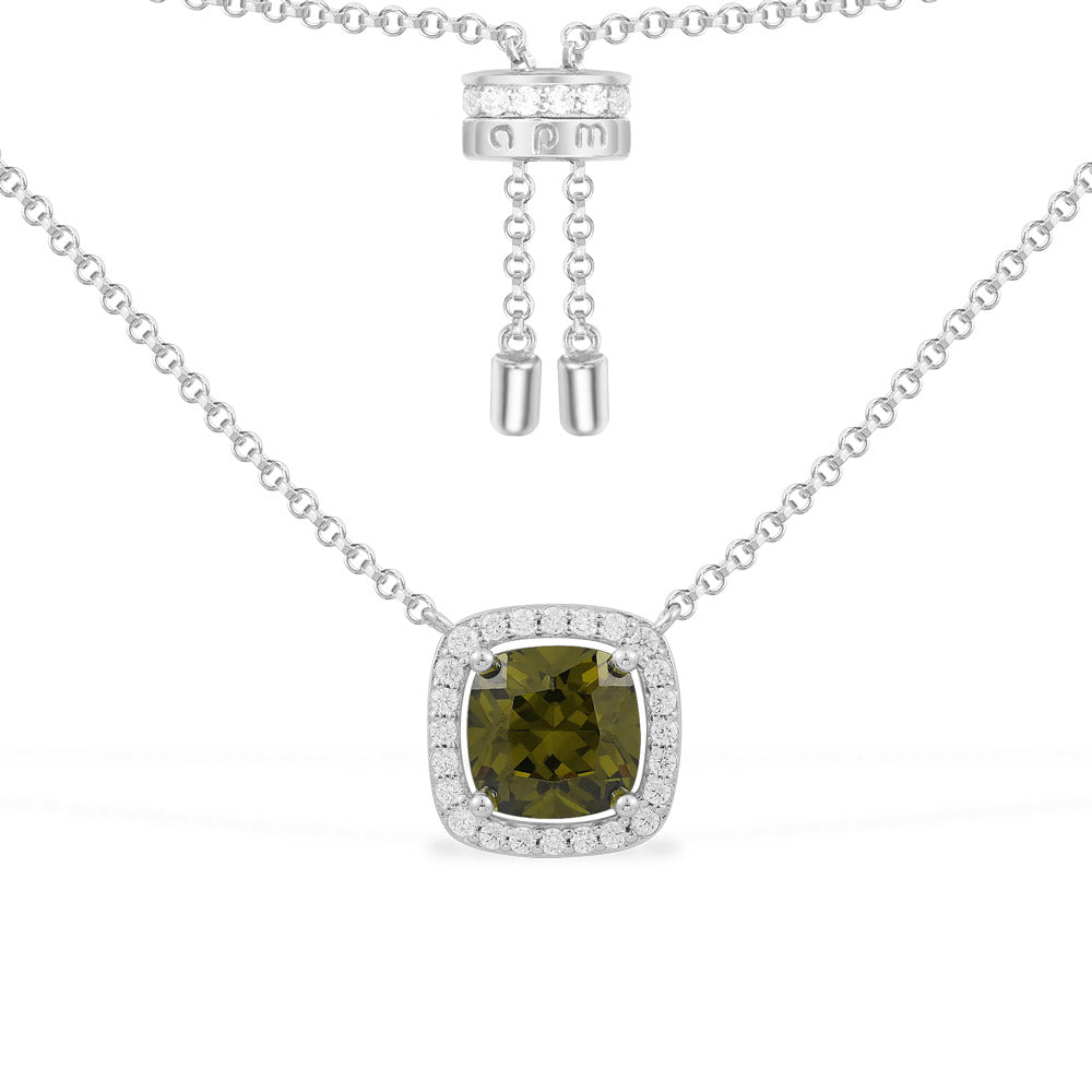 Adjustable Necklace with Khaki Square Stone - APM Monaco