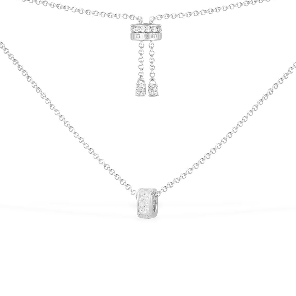 Adjustable Necklace with Square Stones Pendant - APM Monaco