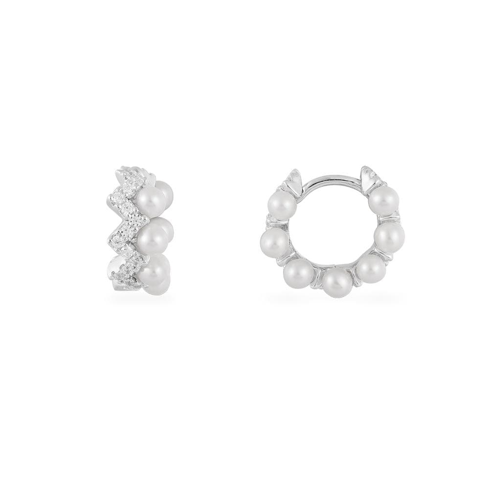 Small Up and Down Hoop Earrings with Pearls - APM Monaco