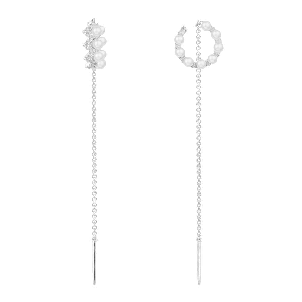 Up and Down Pearls Ear Cuff with Chains - APM Monaco