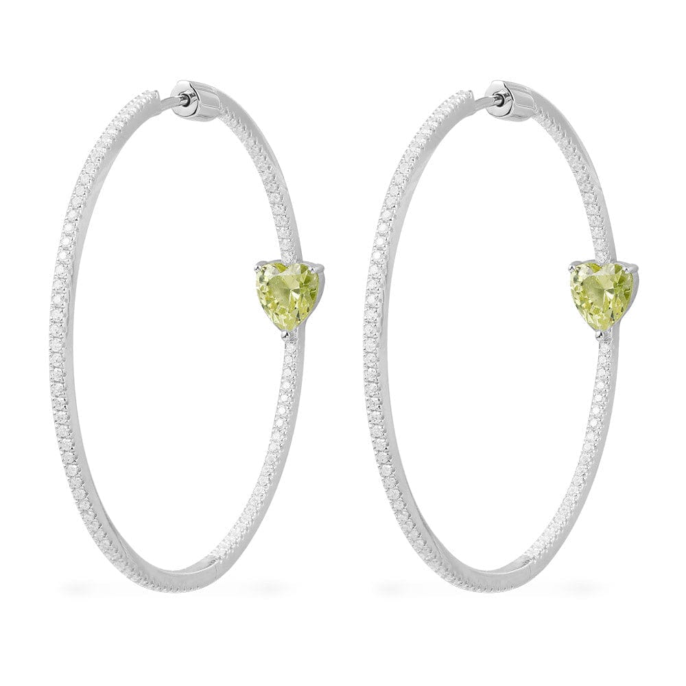 Hoop Earrings with Green heart - APM Monaco