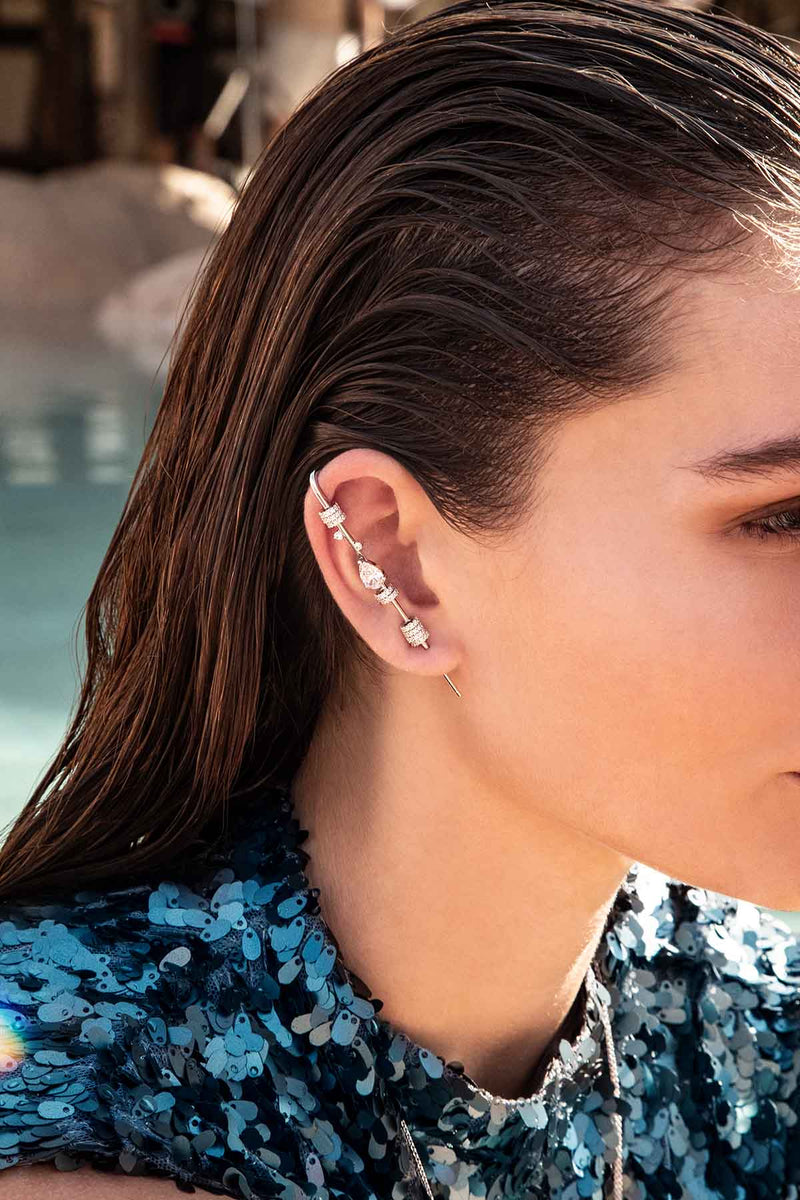 Boucle d'oreille Individuelle Signature Météorites avec Ear cuff