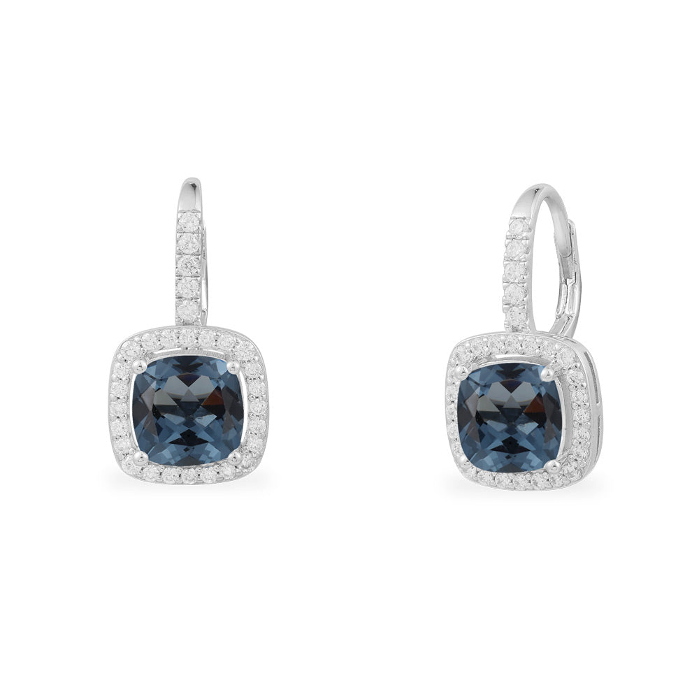 Hoop Earrings with Blue Square Stones - APM Monaco