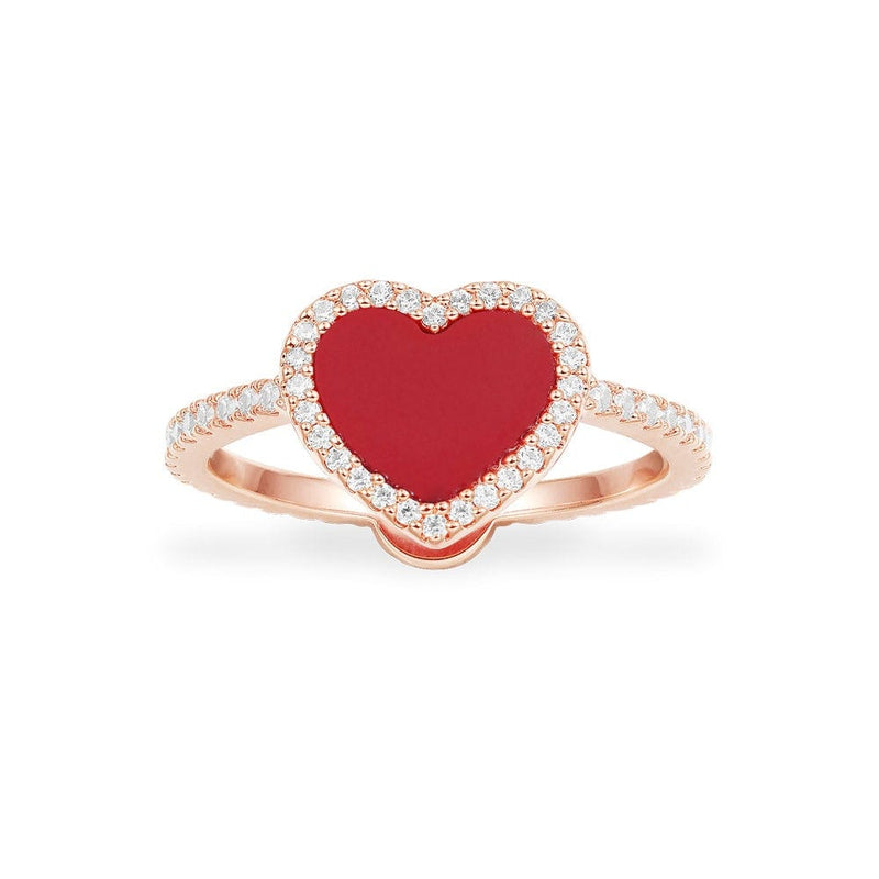 Trendy Red Heart Ring Inlaid Shining Zircon Silver Plated - Temu