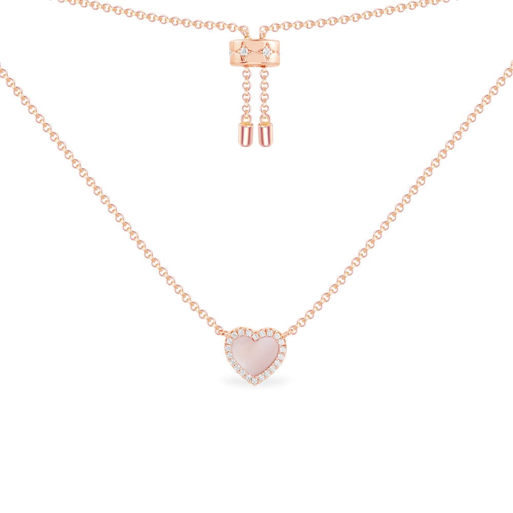 Pink Nacre Heart Adjustable Necklace - APM Monaco