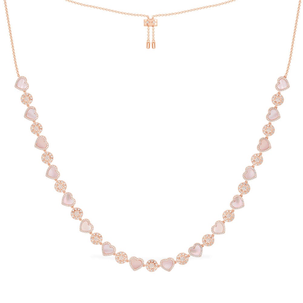 Pink Nacre Heart & Dot Adjustable Necklace - APM Monaco