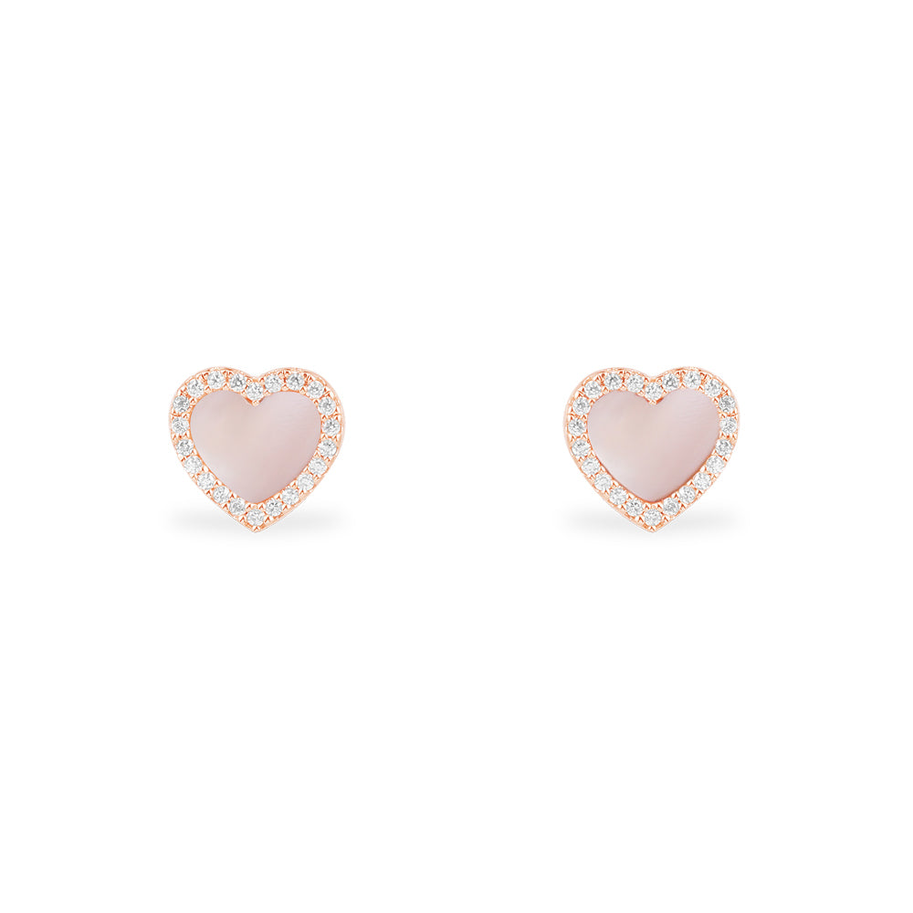 Pink Nacre Heart Stud Earrings - APM Monaco